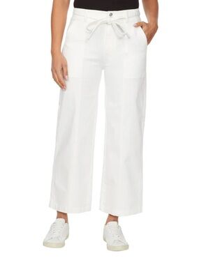 Hudson Women’s Wide Leg Cropped Belted Jeans | White | 12/32